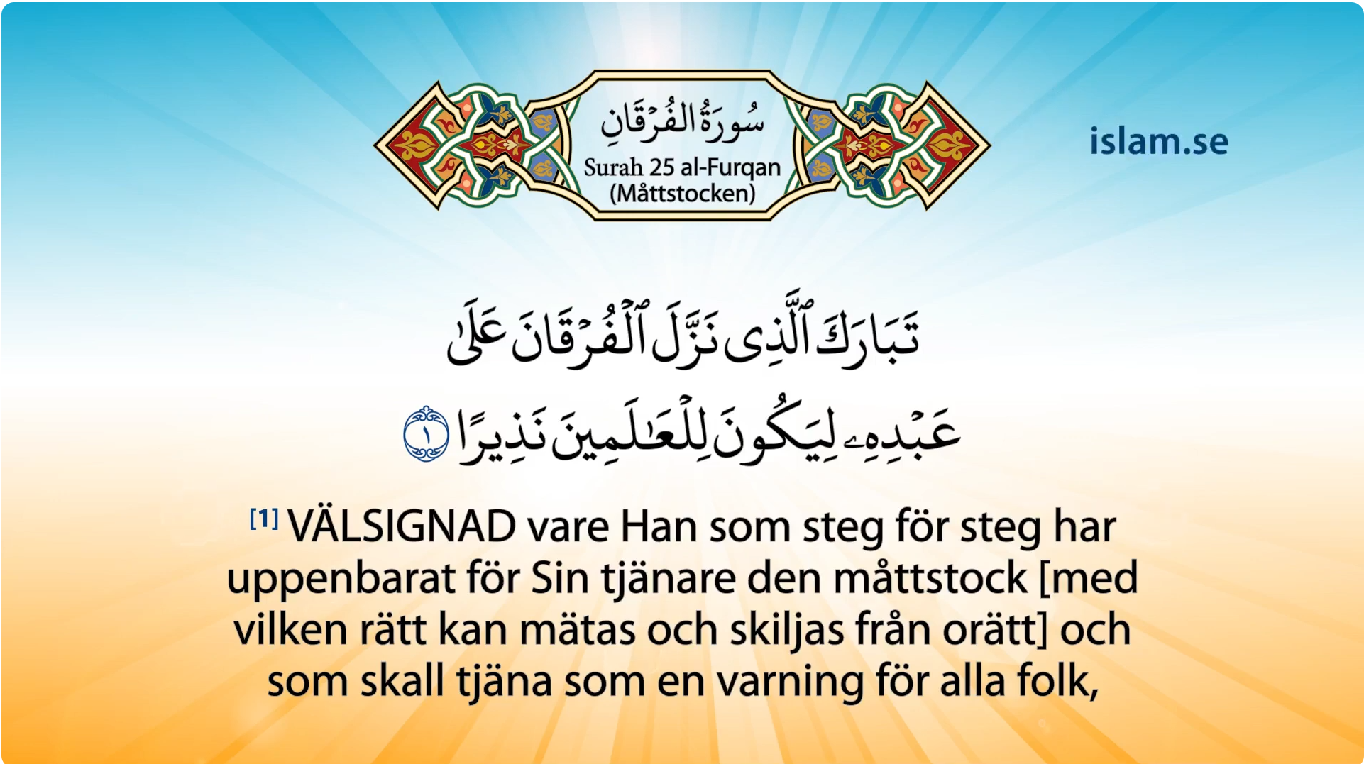 Koranen på svenska | Surah 25 | al-Furqan | MåttstockenKoranen